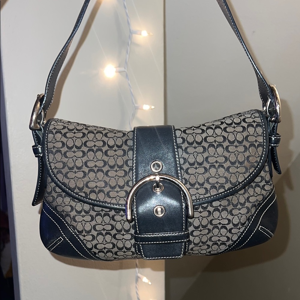 ❌ SOLD ❌Coach Black and Gray Monogram Soho Flap Bag